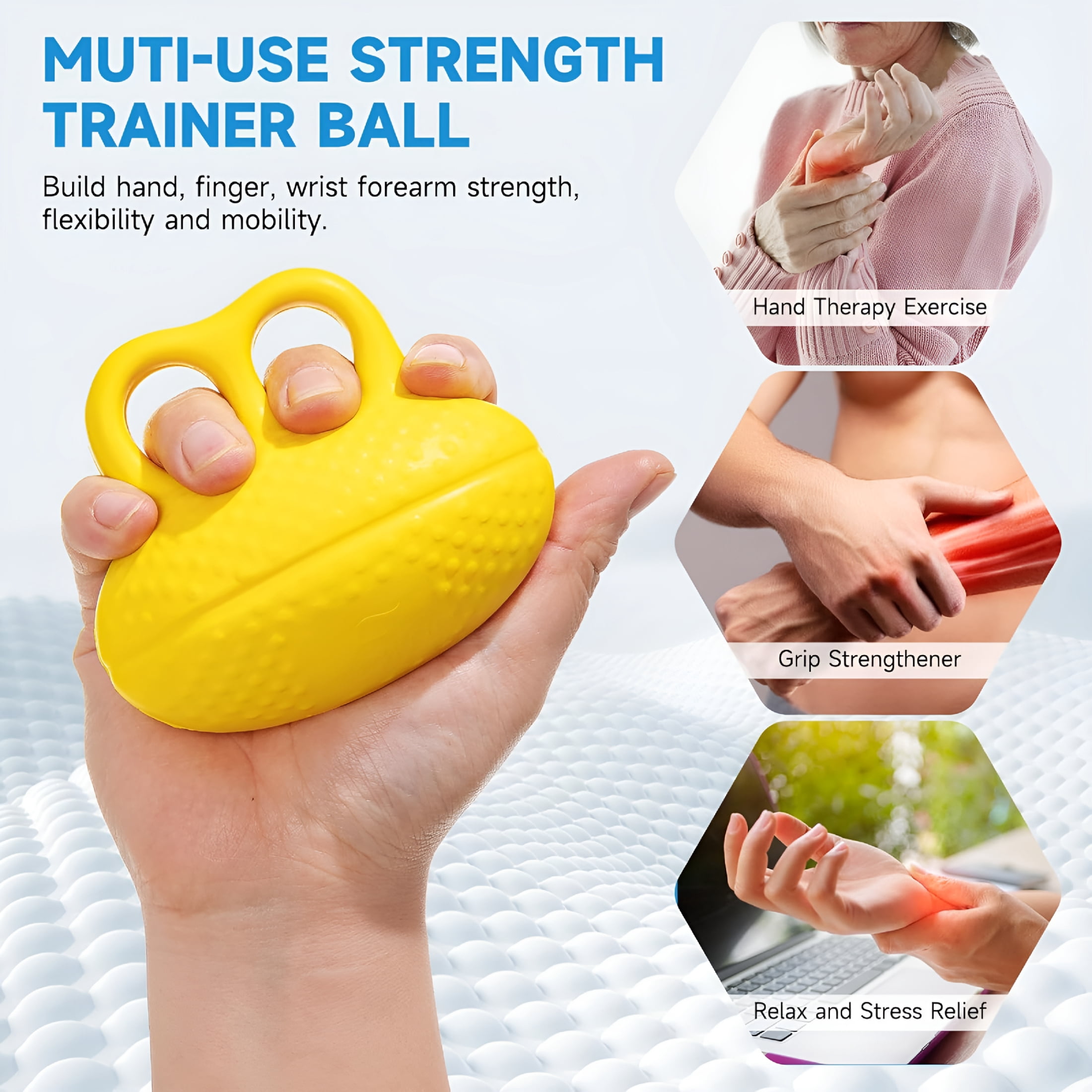 BESTSKY Finger Exerciser Hand Squeeze Ball,Hand Grip Strength Trainer Build Hand,Finger and Wrist Strength,Finger Extension Exerciser for Rehab,Arthritis,Carpal Tunnel