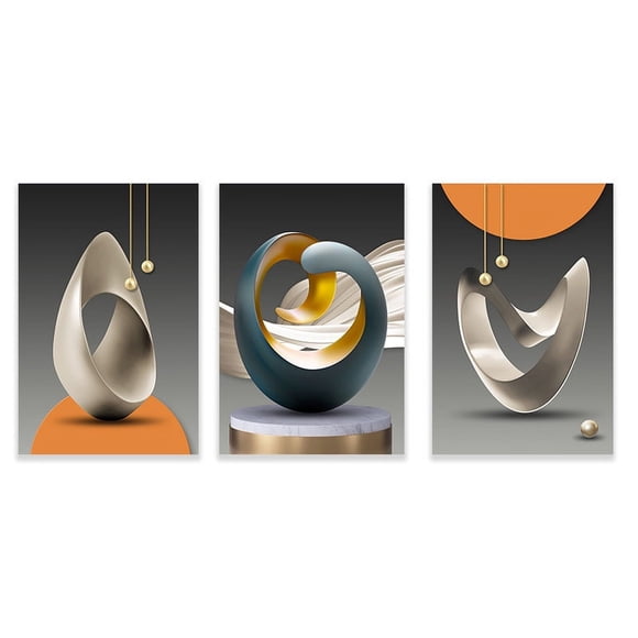 3pcs Modern Geometric Wall Art Canvas Prints Luxury Abstract Artwork Paintings For Modern Living Room Bedroom Wall Decor Picture50 x 70 cm, unframed,3pcs