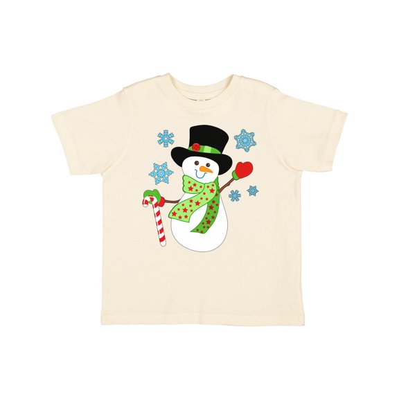 Inktastic Christmas Snowman in Top Hat with Candy Cane Boys or Girls Toddler T-Shirt