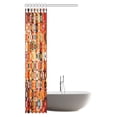 thumbnail image 3 of MYPOP Classical Pattern with Circles Rings and Polka Dots Vintage Style Geometric Grunge Fabric Bathroom Shower Curtain Set with Hooks, 36 X 72 Inches, 3 of 3