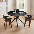 thumbnail image 6 of 47.25''Round Coffee Table with 4 Crossed Legs, Modern and Stylish Low Dining Table with Metal Base for Kitchen, Dining Room, Cafe, Black, 6 of 7