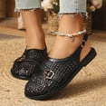 thumbnail image 5 of Samdudou Womens Casual Shoes Closed Toe Slingback Woven Faux Leather Upper Adjustable Strap Vintage Metallic Buckle Detail Flat Sole Daily Walking Dressy Summer Footwear, 5 of 6