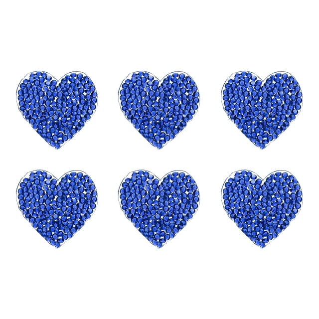Uxcell 6 Pcs Parches de Hierro en Forma de Corazón de 3.5cm Parches para Coser para Manualidades de DIY Reparación de Ropa Zapatos Decoración de Bolsas Gorras, Azul