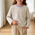 thumbnail image 6 of VIPOIN Striped Long Sleeve Shirt for Kids, Crewneck Casual Soft Daily Top, Sizes 2-12 Years, 6 of 6