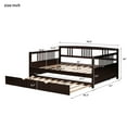 thumbnail image 3 of Full Size Daybed for Living Room/ Bedroom, Wooden Sofa Bed with Twin Size Trundle, No Box Spring Needed, 3 of 8