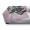 thumbnail image 2 of Owl Print Soft Flannel Fleece Throw Blanket, Interpretation of a Family on a Tree Branch, Cozy Plush for Indoor and Outdoor Use, 70" x 90", Baby Pink Dark Grey, by Ambesonne, 2 of 5