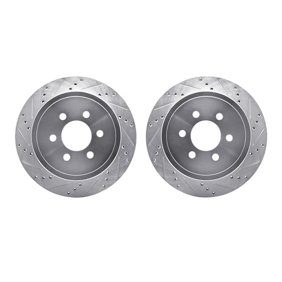 Dynamic Friction Company Rear Brake Rotors-Drilled and Slotted-Silver 7002-40089