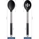 thumbnail image 2 of Cuchara de cocina de silicona resistente al calor, sin BPA, cucharas ranuradas sólidas, utensilios de cocina antiadherentes, para mezcla y porción, color negro, 2 of 4