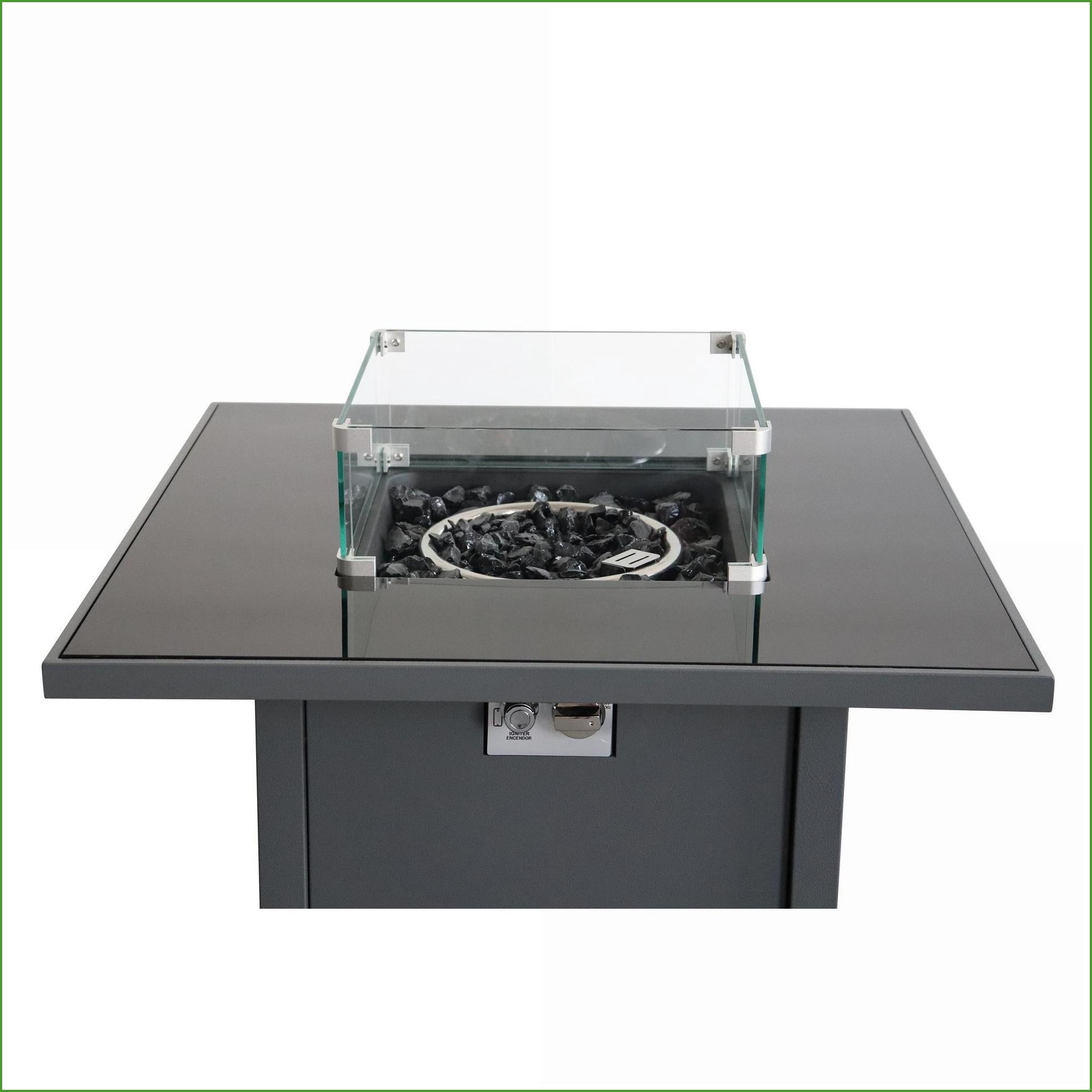 Outdoor Stoves | Estufa al Aire Libre | 25"H x 30"W Modern Steel Fire Pit Table, For Backyard Patio | slate gray