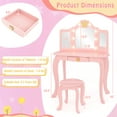 thumbnail image 3 of Costway Kids Vanity Set Princess Vanity Table & Chair Set with Lighted Mirror Pink, 3 of 10