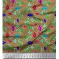 thumbnail image 1 of Soimoi Cotton Cambric Fabric Leaves,Bird & Floral Artistic Printed Fabric 1 Yard 56 Inch Wide, 1 of 1