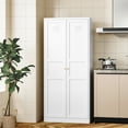 thumbnail image 7 of AUHUP Pantry Cabinet with 5 Adjustable Shelve, 71"H White Metal Storage Cabinet for Kitchen, Dining Room, Living Room, 7 of 7