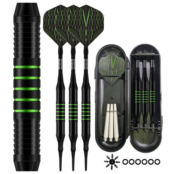 CYFW 2026 New 3Pcs Darts Soft Tip Darts Plastic Tip Stabilized Dart Flights for Office Fun for Home Bar Tournament Green