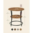thumbnail image 3 of CRXX Side Table, Round End Table with 2 Storage Shelves for Living Room, Bedroom, Nightstand with Steel Frame for Small Spaces, Accent Coffee Table, Rustic Walnut and Ink Black, 3 of 5