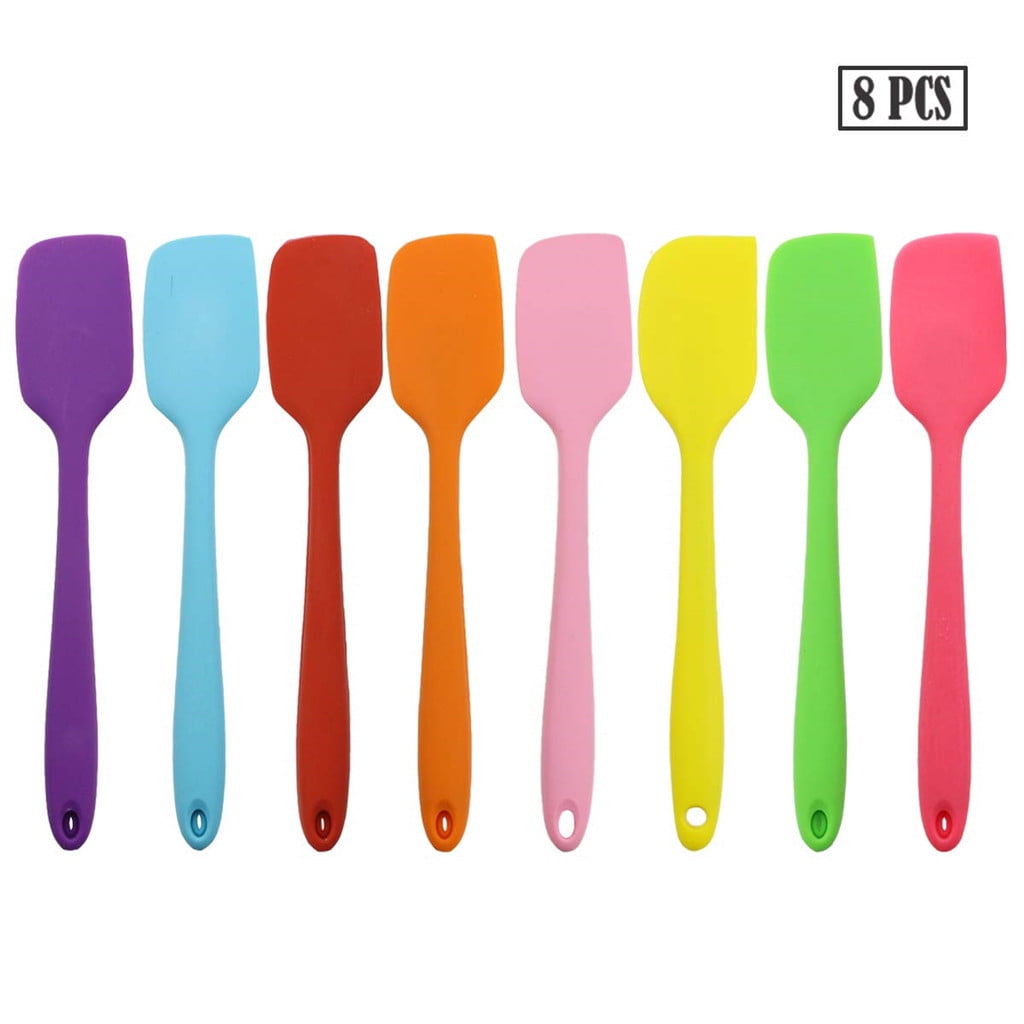 8PCS Heat Resistant Flexible Silicone Spatulas Cake Spatula Baking Scraper