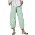 thumbnail image 1 of Skksst Womens Cotton Linen Baggy Harem Trousers Cropped Casual Pants, 1 of 4