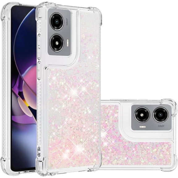Slim Fit Phone Case for Moto G Stylus 5G 2024,Soft TPU Glitter Liquid Quicksand Effect Silicone Stylish Case,Screen and Camera Protection Cover for Moto G Stylus 5G 2024,LSWT Pink