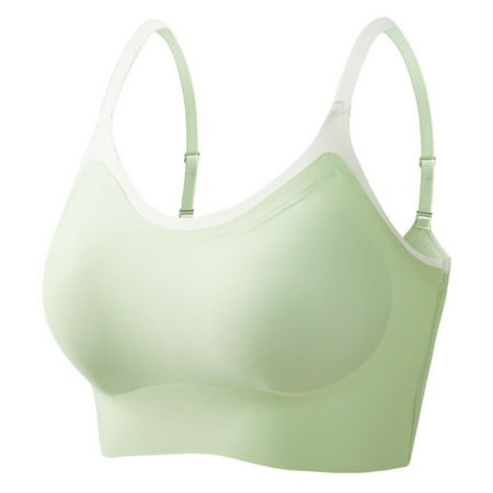 REORIAFEE Bras for Women Pack Gathered Together No Wire Bras Seamless Adjustable Straps Brassiere Comfy Spaghetti Straps Breathable Corset Underwear Comfortable Classic Support Lingerie Mint Green L