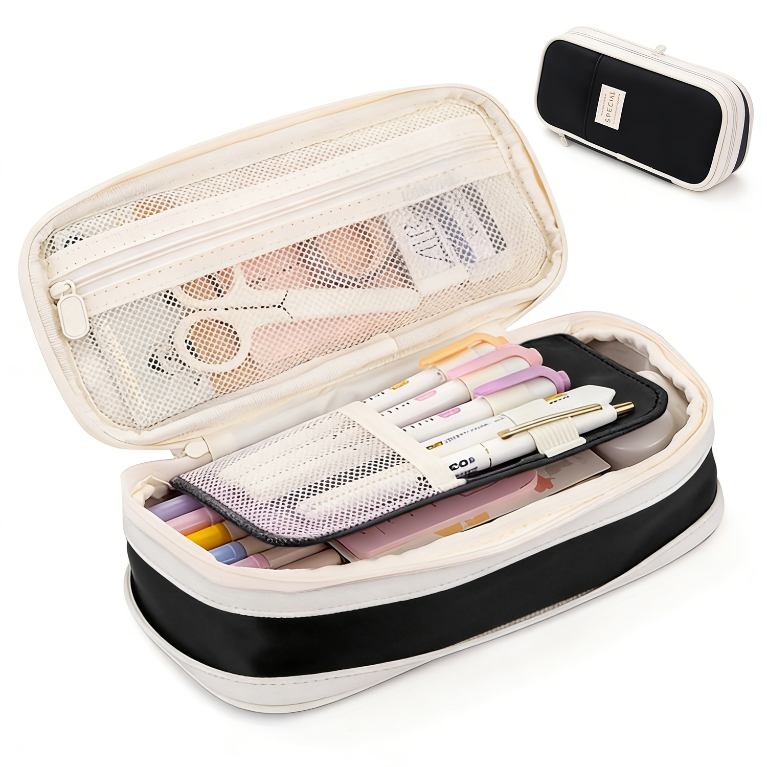 Rirool Large Capacity Expandable Pencil Case Black photo 1