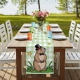 thumbnail image 4 of Table Runners 70 Inches Long Dress Scarves, Groundhog Day Farmhouse Coffee/Dining/Kitchen Table Decor, Holiday Table Runner, Green Plaid Spring Botanical Star Yellow 13x70 Inch, 4 of 9