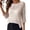 Cover Ups - Beige, variant on Maqroz Womens Crochet Cover Up Top 4/3 Sleeve Beach Swimsuit Coverups Round Neck Sheer Knit Tunic Loose Spring Summer Casual Outfits
