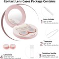 thumbnail image 3 of 2 Pack Travel Contact Lens Case Kit, Portable Eye Contact Case with Mirror, Remover Tool, Tweezers & Solution Bottle, Lens Holder Box Container Storage for Outdoor Daily (Pink), 3 of 7
