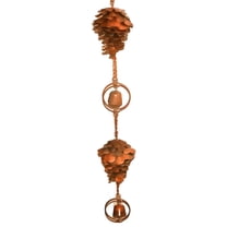 Pine Cone Wind Chime, 41.3 in / 105 cm Metal Rain Chain with Bells, Rustic Pinecone Shaped Rain Chain for Outdoor Decor, Alternative to Traditional Gutter Downspouts