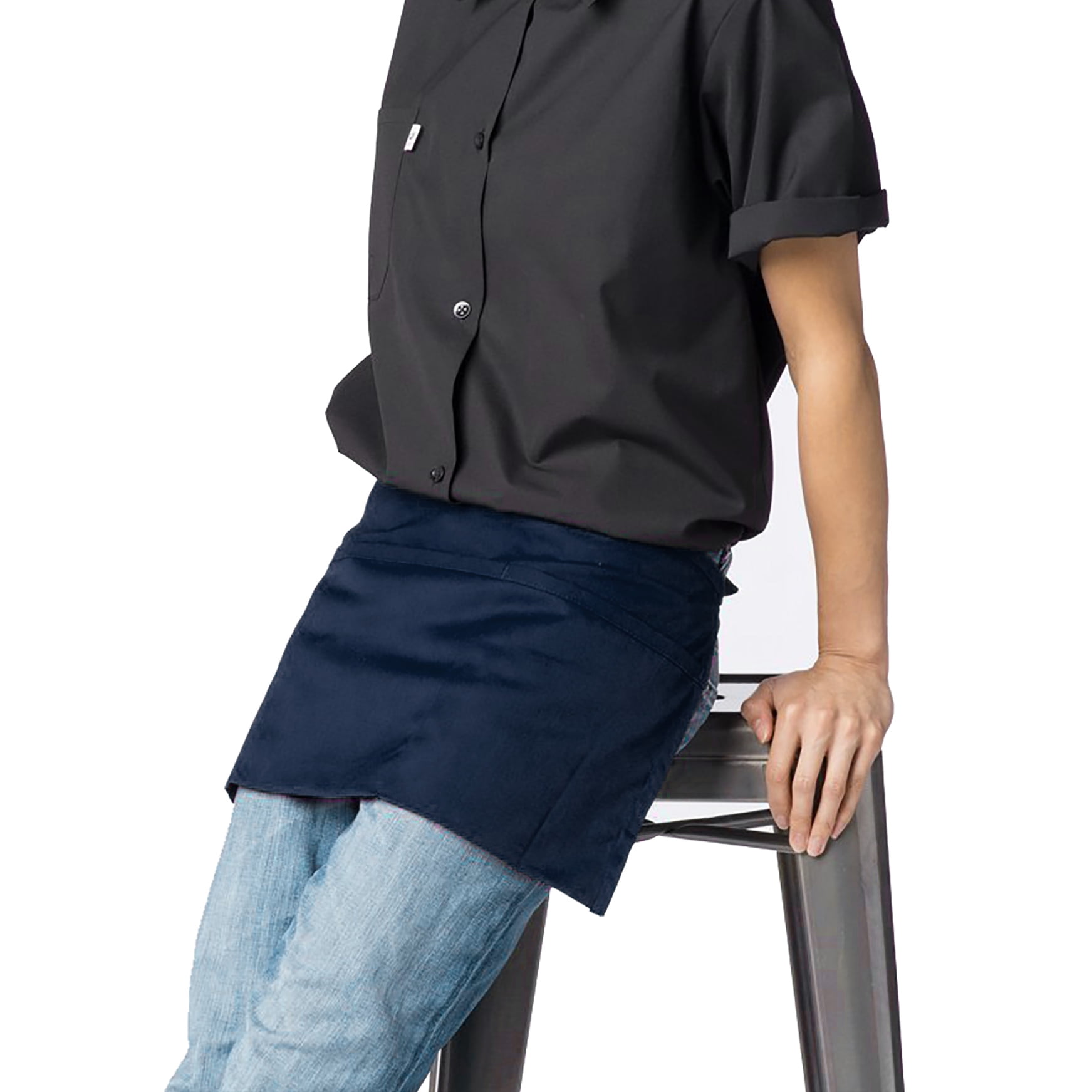 100pc Black, Red, & Navy Cotton Waist Aprons w/3 Pockets Kitchen Restaurant Bistro Craft Garden Half Short Aprons for Men, Women, Chef, Baker, Servers, Waitress, Waiter, Craftsmen Work Apron Uniform
