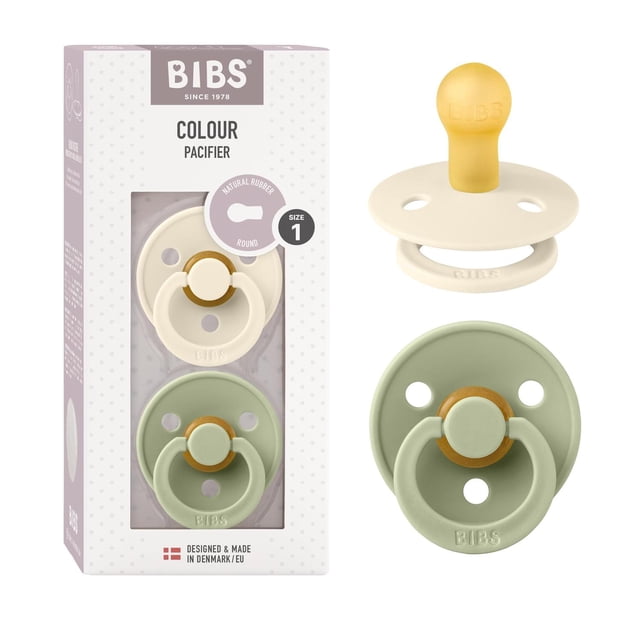 Chupones BIBS Ivory/Sage Tetina Redonda de Látex Natural Hecho en Dinamarca para Bebés de 0 a 6 Mese