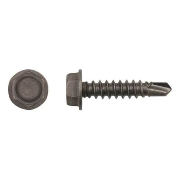 Self-Drilling Screw, #8 x 3/4 in, Phosphate Steel Flange Hex Head External Hex Drive, 100 PK