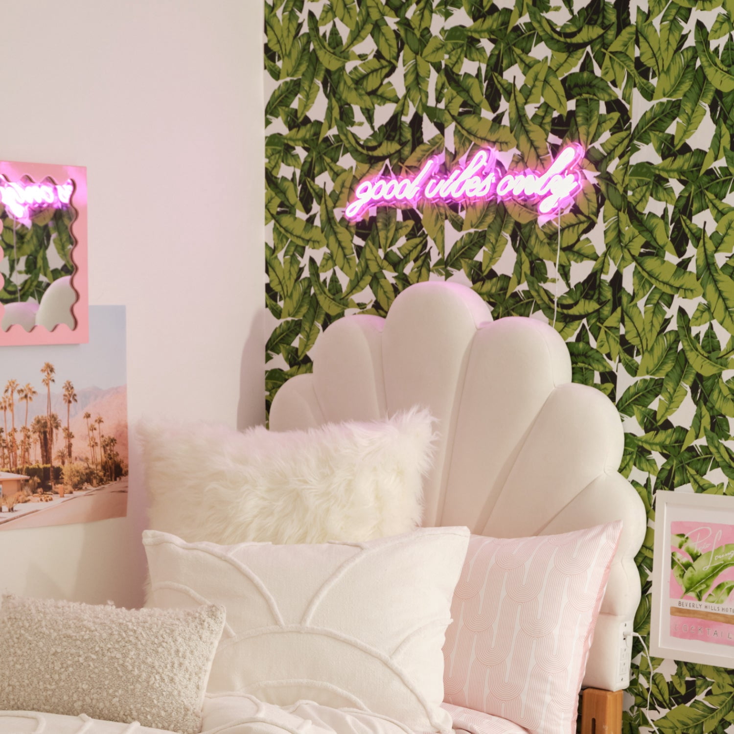 Dormify Good Vibes Only Neon Sign, Hot Pink, Includes 6ft USB