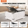 thumbnail image 2 of VEVOR 31.5" Farmhouse Coffee Table, Hinged Square Coffee Table with Large Storage Compartment, Wooden Rustic Cocktail Table for Living Room, Bedroom, Apartment, Studio, Gray & White, 2 of 9