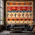 thumbnail image 6 of Southwestern Tribal in Layered Bands, Nostalgic Rustic for Boho Decor Lovers, Horizontal Wall Art, Housewarming Gift, Tapestry Wall Hanging for Living Room and Den, 6 of 7