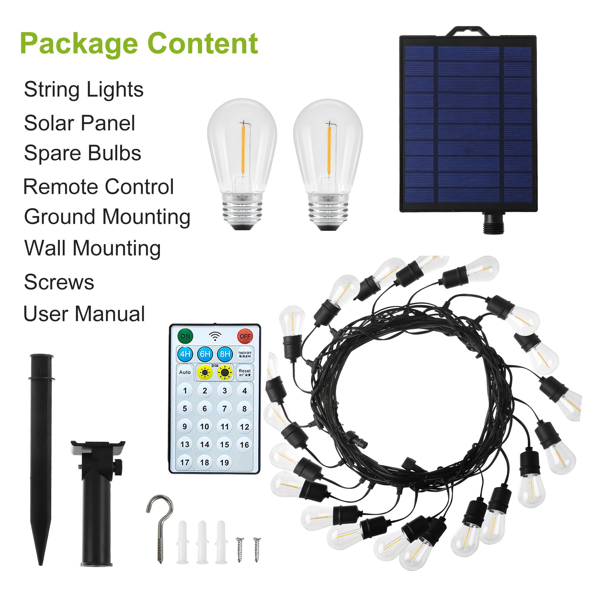 72FT Solar Powered LED Ourdoor String Lights 3 Color Changing Waterproof for Garden Patio Backyard Bistro Patry(20+2 LED Bulbs)