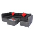 thumbnail image 2 of Yesurprise 5 Pieces PE Rattan Sectional Sofa Set Outdoor Furniture Set Cushioned U Shaped Sofa with 2 Pillows Center Coffee Table Outdoor Patio Sectional Furniture Set for Garden, 2 of 8