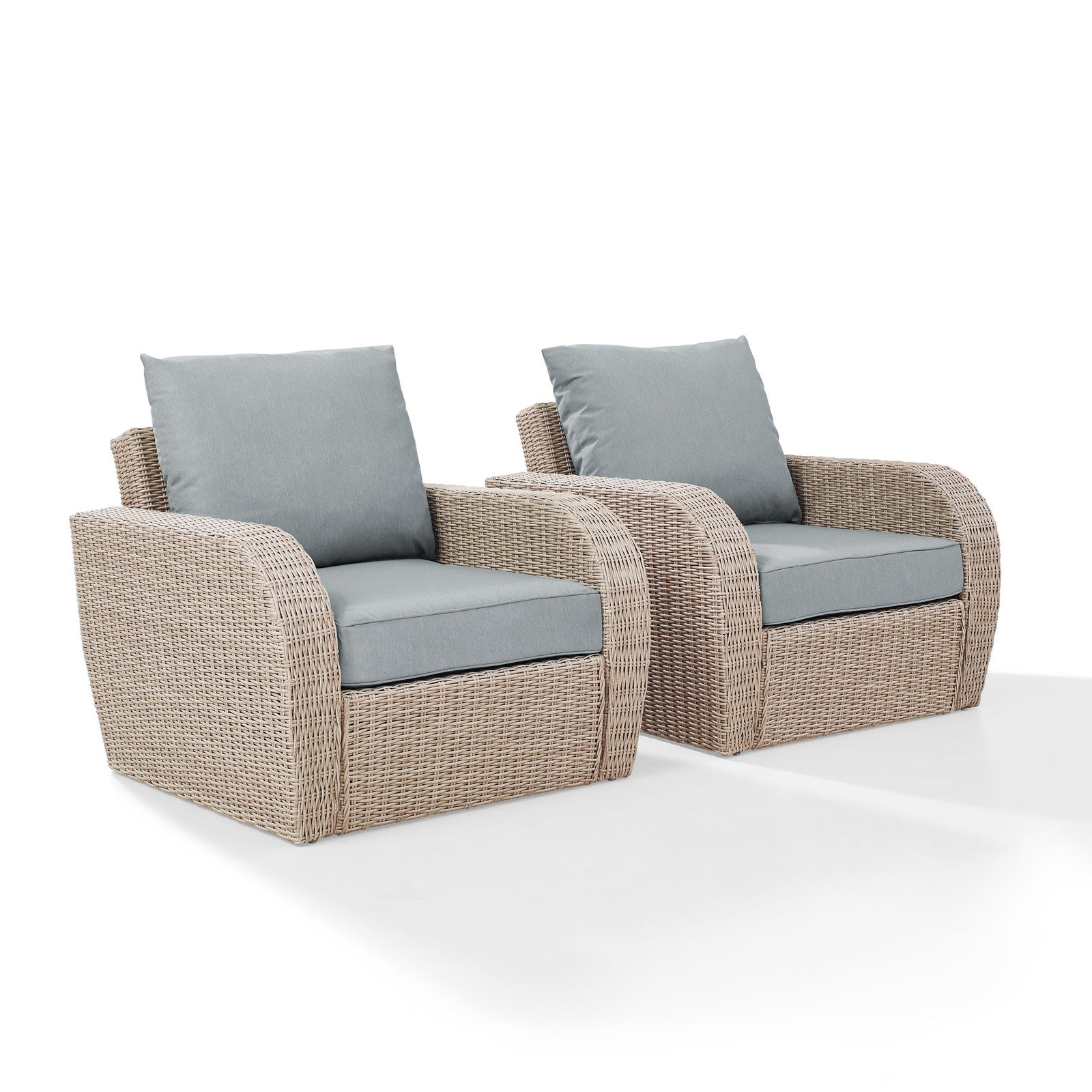 Crosley Furniture St Augustine Outdoor Wicker Arm Chair In Weathered White With Universal Mist Cushion - image 4 of 11
