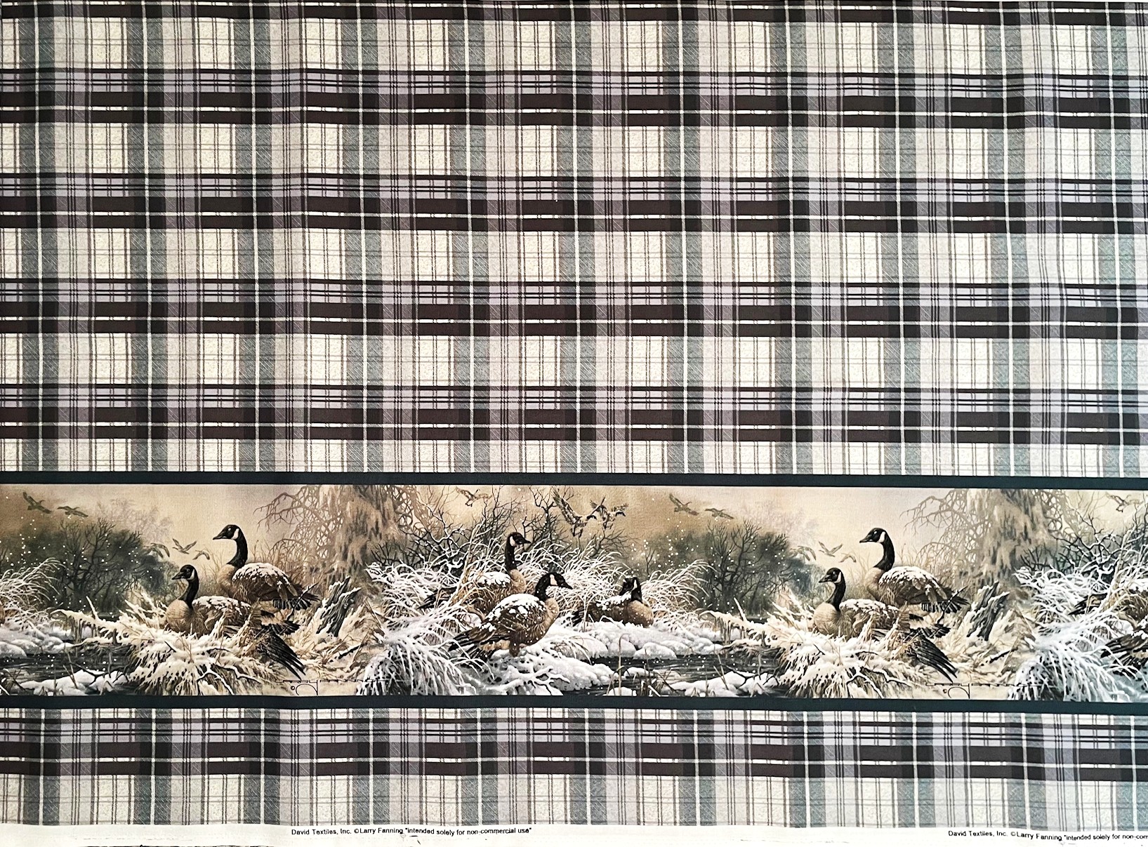 1 Yard - Geese Green & Brown Plaid Double Border Broadcloth Cotton Duck Upholstery Fabric (Great for Quilting, Sewing, Craft Projects, Throw Pillows & More) 1 Yard X 60" Wide