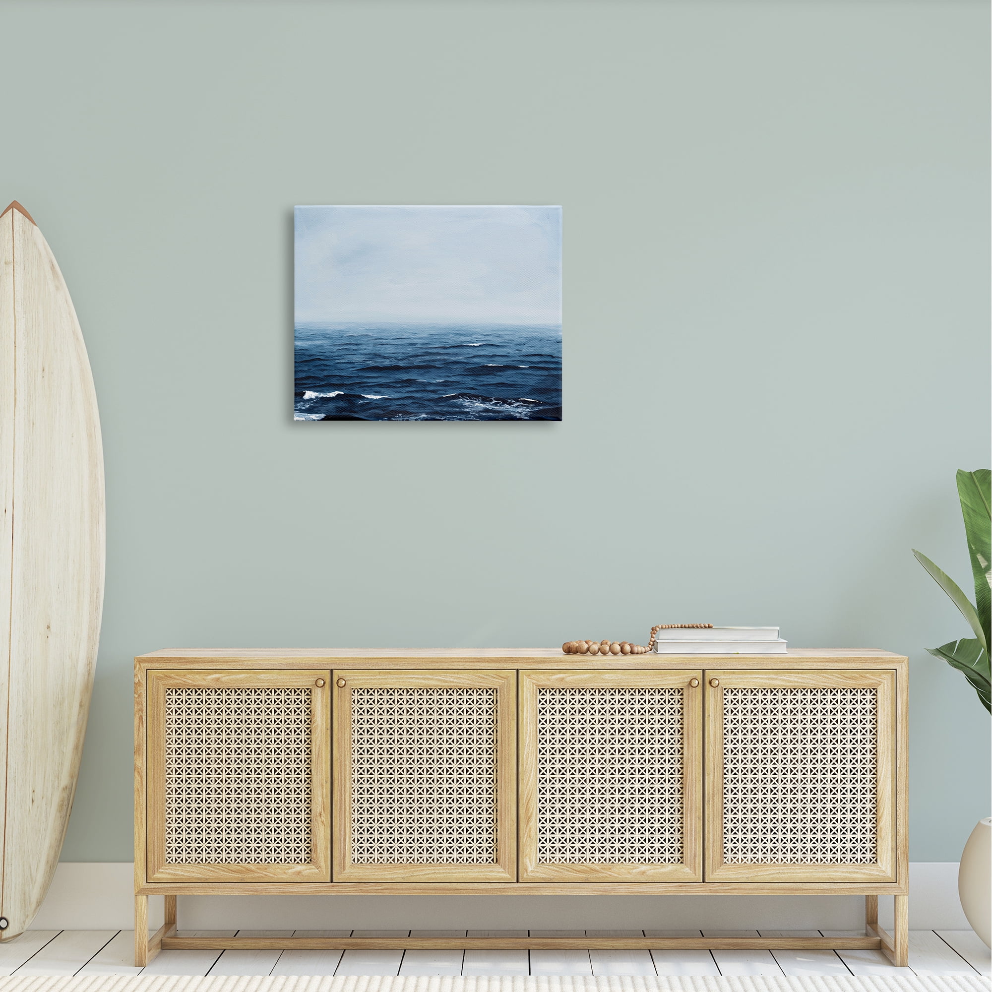 Stupell Industries Choppy Ocean Water Waves Foggy Nautical Horizon Photograph Gallery Wrapped Canvas Print Wall Art, Design by Michael Willett