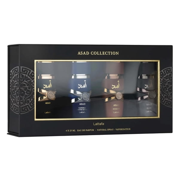 Set de regalo Perfume Lattafa Asad, 4 piezas, 25 ml, para hombre