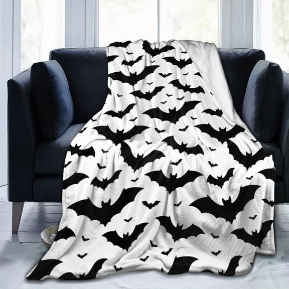 Halloween Bat Throw Blanket, Super Soft Warm Flannel Fuzzy Blanket for Couch Bedroom Sofa Office Car, All Season Cozy Blanket 50x40