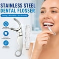 Toothpick With Loop Reusable Stainless Steel Dental Floss Pick Holder, Portable Refillable ...