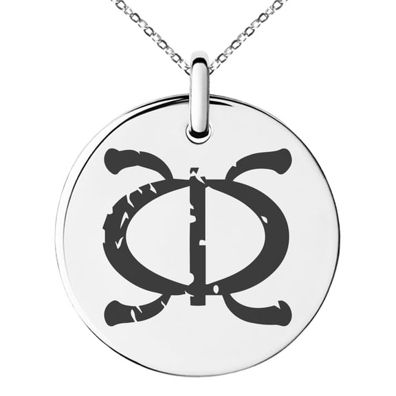 Stainless Steel Ancient Tribal Perseverance Rune Engraved Small Medallion Circle Charm Pendant Necklace