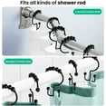 thumbnail image 4 of 12 PCS Matte Black Shower Curtain Hooks Rings,Double Shower Curtain Hooks,Metal Smooth Shower Hooks,Stainless Steel RustProof Hook for Shower Poles,Roller Balls Glide on Shower Rods, 4 of 6