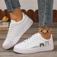 thumbnail image 6 of Women's Fashion Sneakers White Shoes Comfortable Breathable Casual Platform Sneakers Low Top Lace Up Footwer for Walking Running Wedding, 6 of 9