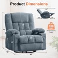 thumbnail image 2 of JMYMRY Recliner Chair, Swivel Rocker Recliner for Adults, Recliner Chair with Heat and Massage, Manual Recliner with Cup Holders for Living Room, Blue, 2 of 13