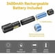 thumbnail image 4 of Lámpara Linterna LED Ultra Poderosa Recargable, 3000 Lúmenes, Lámpara de Bolsillo con Batería de 3400 mAh (Incluida), Lámpara Táctica con Zoom Étanche para Camping, Curso a Pied,, 4 of 5