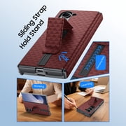 Oupeigar for Samsung Galaxy Z Fold 6 Case,Slide Rail Bracket [Hinge Protection & Screen Protection] PU Leather Matte PC Shockproof Case-Red Triangle