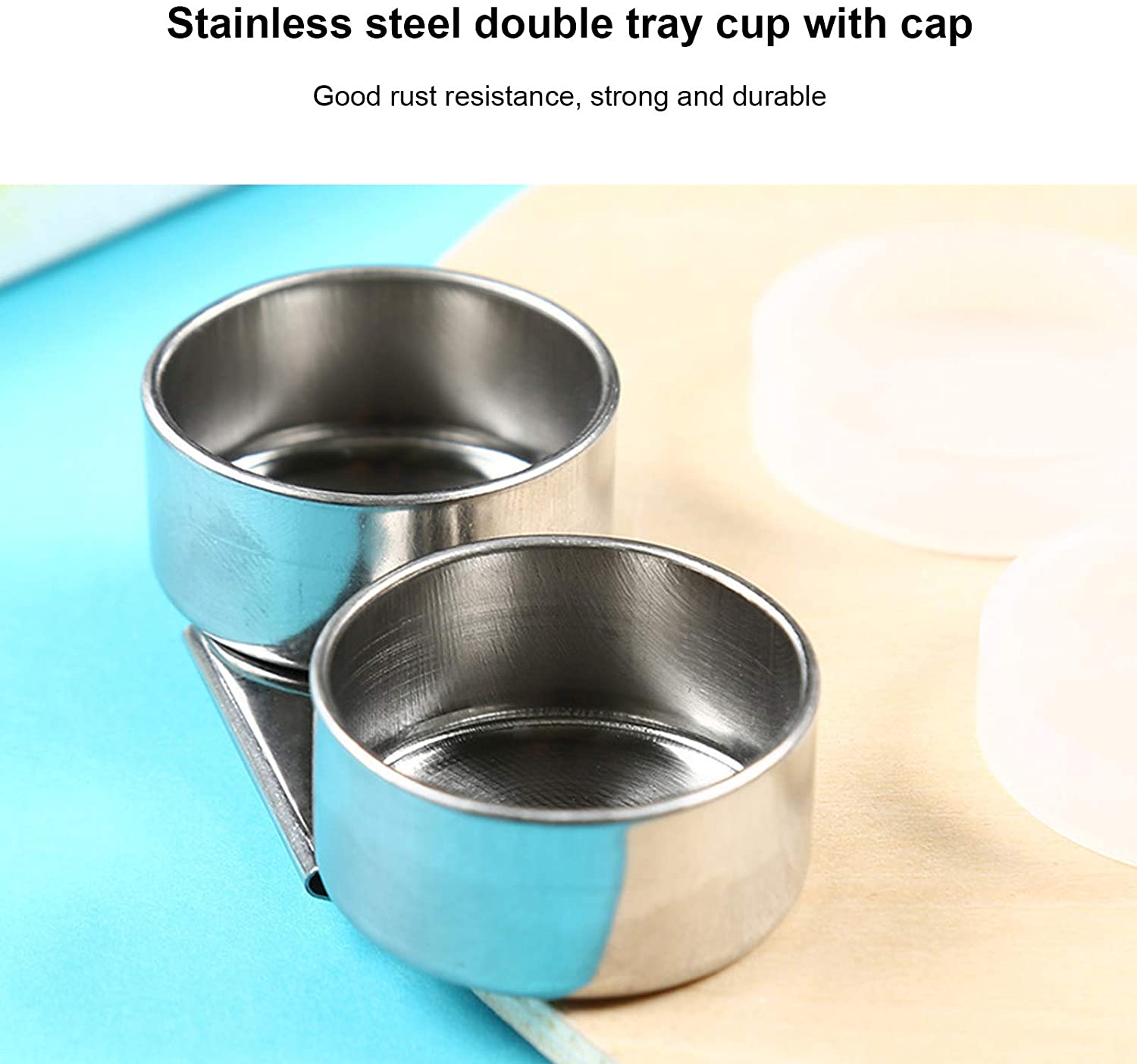 ABPETE 3Pcs Oil Painting Palette Cup, Stainless Steel Double Dipper Design with Lid, Clip Oil Container, Can Clip on Pe for Watercolor Acrylic
