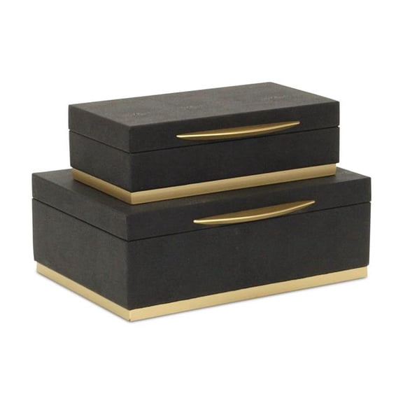 Zynova Rectangular Box Set - Black Faux Shagreen