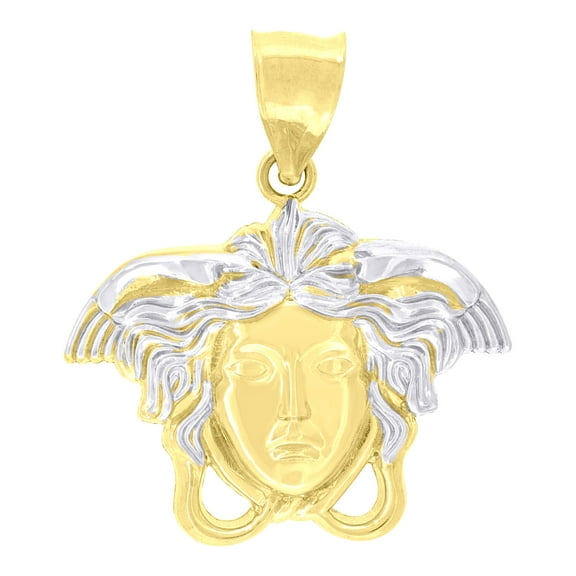 10k 10kt Two-tone Gold Mens Medusa Egyptian Fashion Charm Pendant for Men